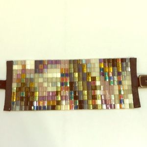 Julie Rofman hand loomed tile cuff.